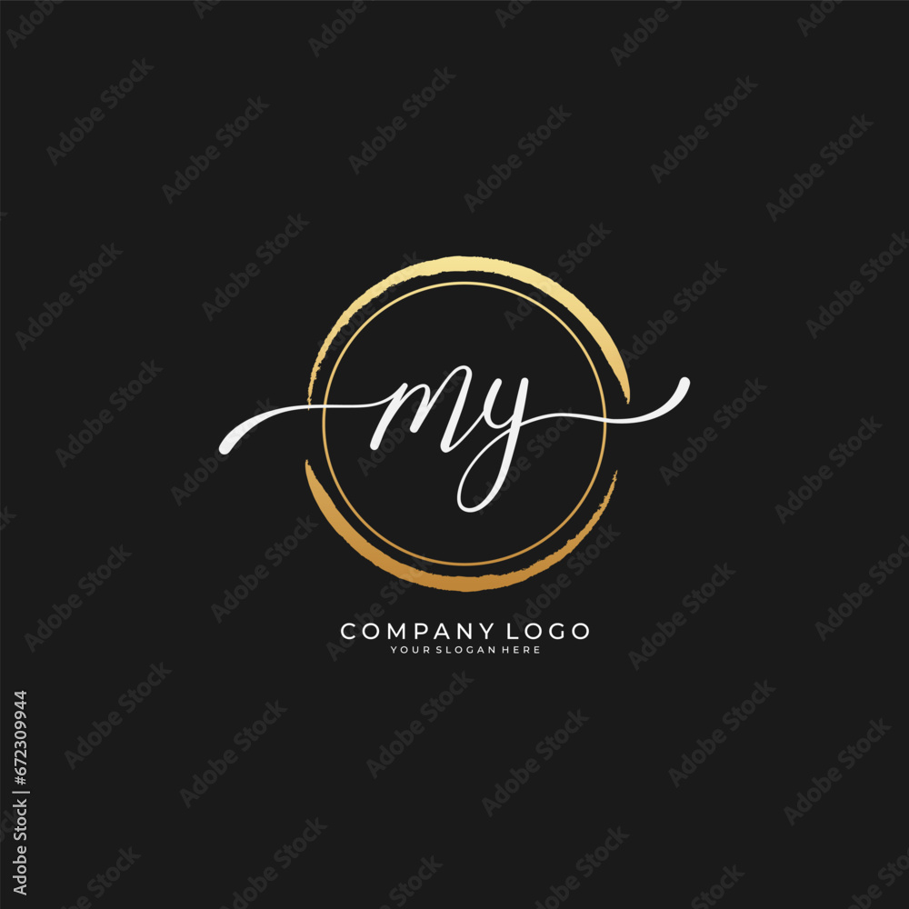 Handwritten MY letter logo. Simple signature vector Handwritten MY letter logo. Simple signature vector
