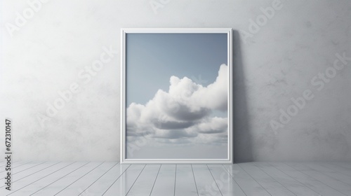 minimalistic picture frame white template high resolu.Generative AI