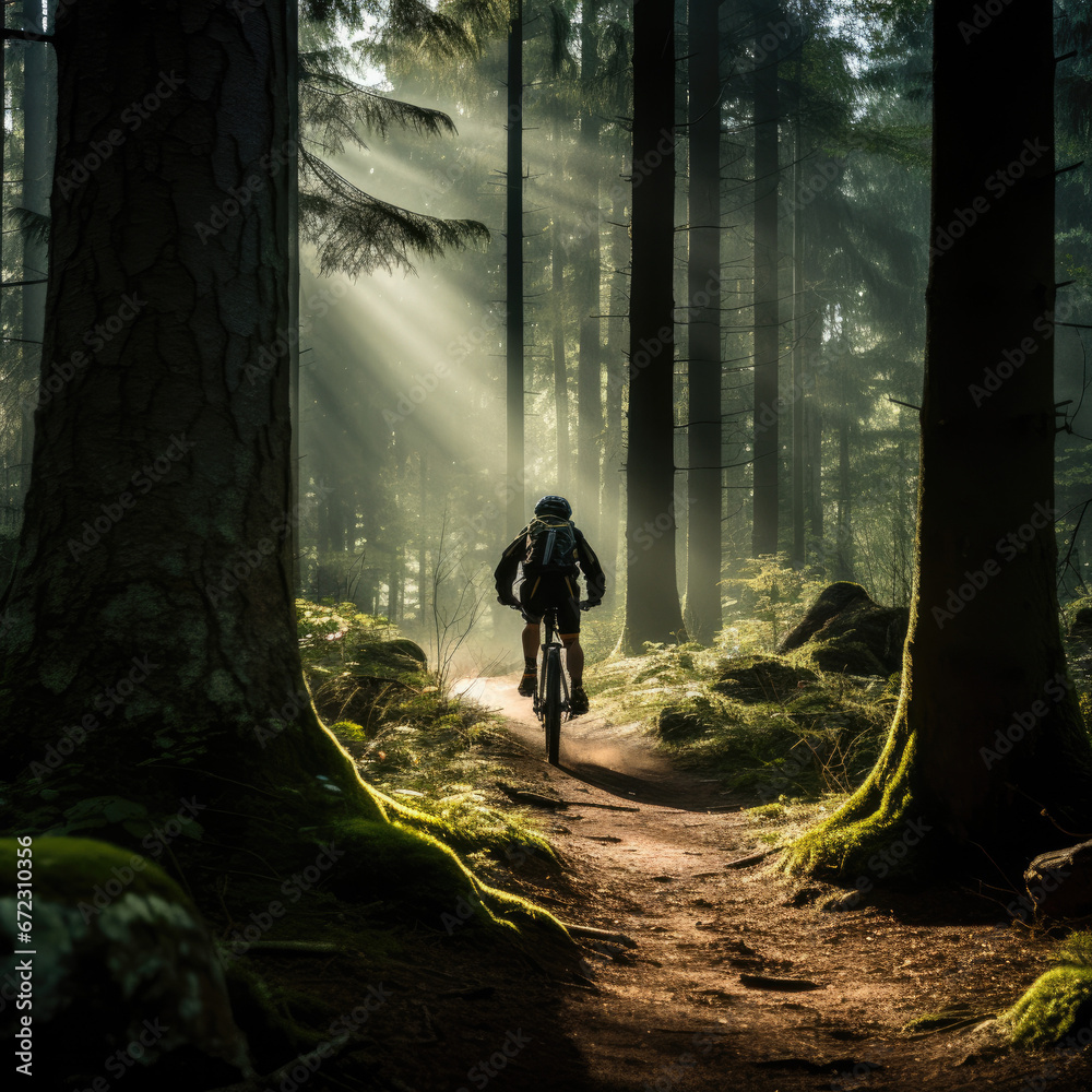 biker in the woods biker in the woods