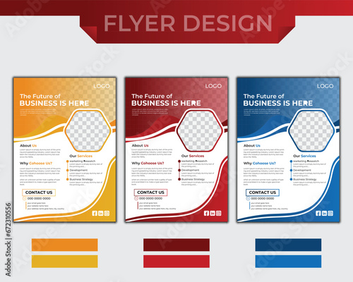 Corporate business flyer vector design set with tow colors, design set with quality full poster flyer concept,  maintain perfect color and cover modern layout, setup for your business A4 flyer