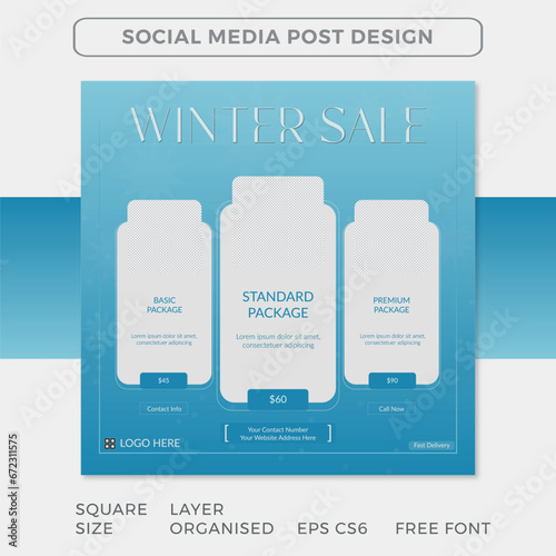 Social media post design winter sale offer