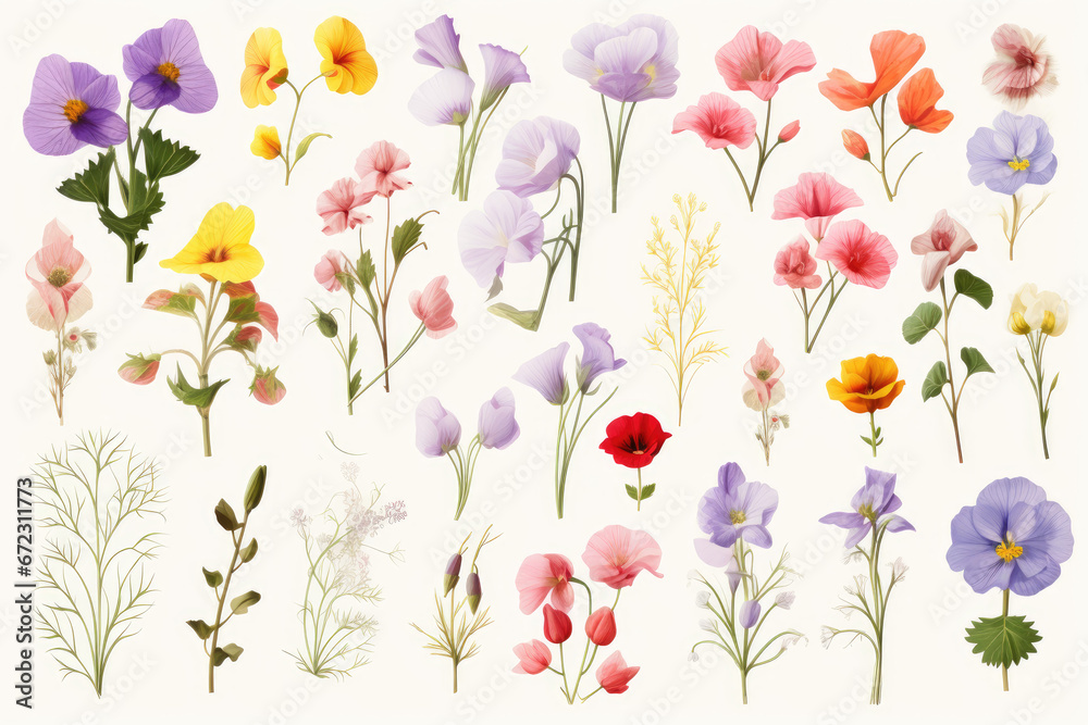 custom made wallpaper toronto digitalset of colorful flowers on a white background