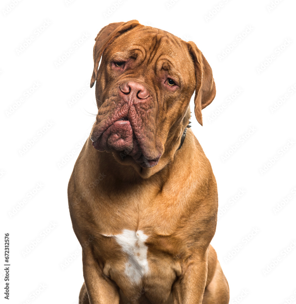 Dogue de Bordeaux dog sitting, cut out