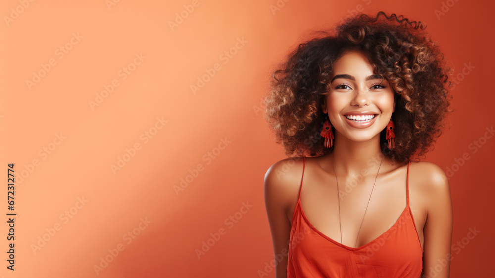Afro-american woman model wearing a red sundress isolated on pastel Afro-american woman model wearing a red sundress isolated on pastel