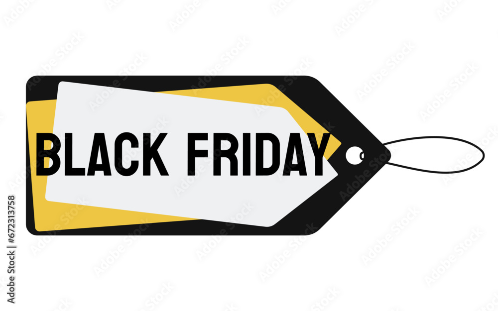 Fototapeta premium Black Friday. Black, yellow and white label written Black Friday