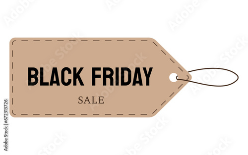 Black Friday. Beige tag with brown details writing Black Friday in black
