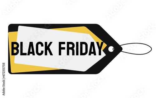 Black Friday. Black, yellow and white label written Black Friday