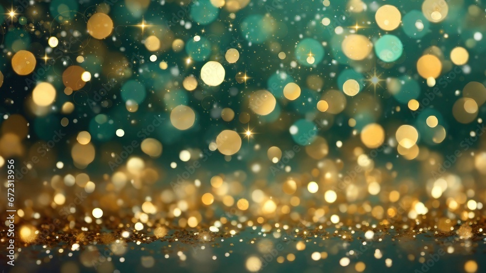 Golden glitters with blurred bokeh effect background.
Generative AI.
