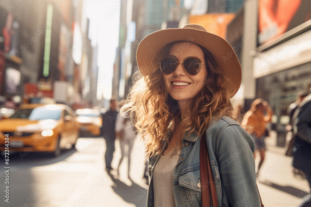 New York tourist woman person New York tourist woman person