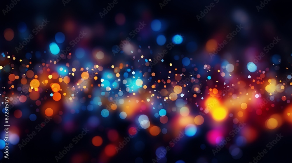 Abstract Colorful Neon bokeh Christmas texture. Sparkling blur holiday City light. Christmas new year eve blurred background. Disco music bright glow design. - obrazy, fototapety, plakaty 