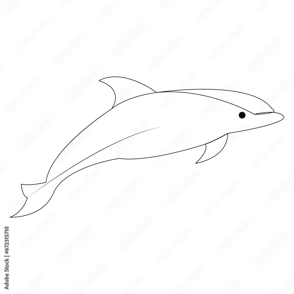 Continuous one line of cute dolphin sea fish outline vector art drawing and illustration Continuous one line of cute dolphin sea fish outline vector art drawing and illustration
