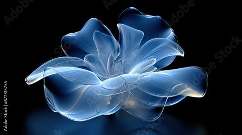  a blue flower with a black background is seen in this image. generative ai