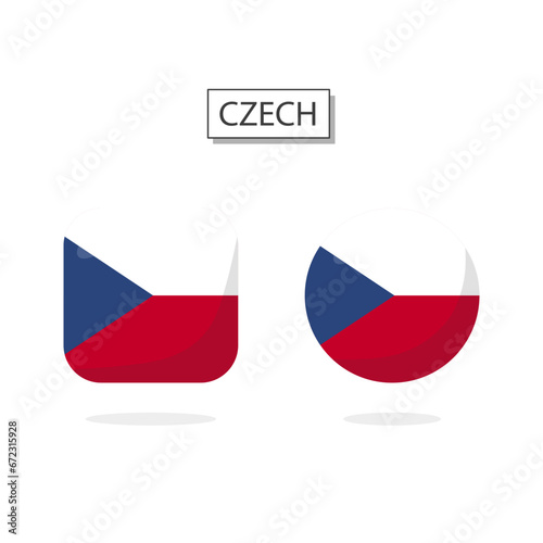 Free Download Flag of Czech 2 Shapes icon 3D cartoon style. - GFXLoad