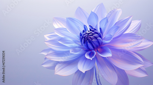  a blue and white flower on a gray background with a blurry background.  generative ai © Shanti
