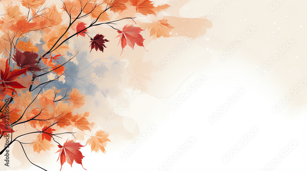 Abstract art background botanical flowers and leaves watercolor autumn tone