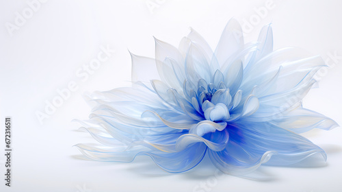  a large blue flower with white petals on a white background. generative ai