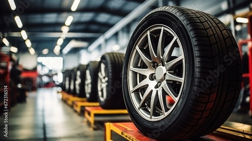 Car tires at car tires service shop