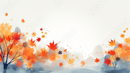 Abstract art background botanical flowers and leaves watercolor autumn tone © Nuchylee