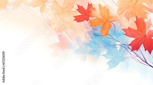 Abstract art background botanical flowers and leaves watercolor autumn tone