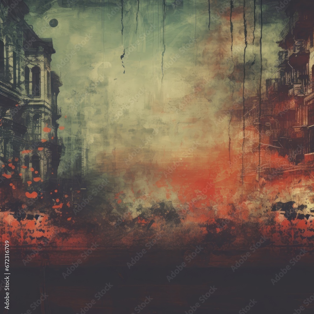 Fototapeta premium Abandoned city street. Grunge textures and backgrounds. Generative ai.