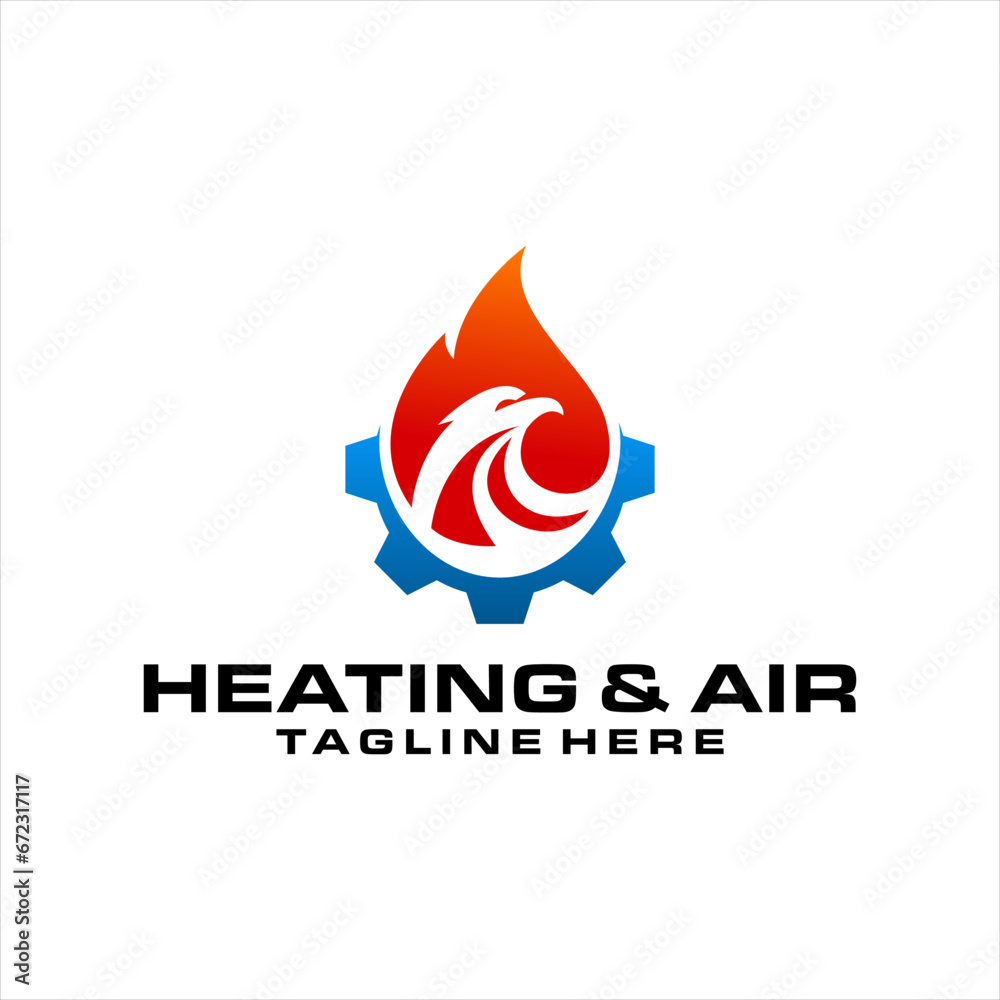 Illustration graphic vector of plumbing, heating and cooling service with head of eagle Logo Design template, hvac logo vector design , air conditioning icon Illustration graphic vector of plumbing, heating and cooling service with head of eagle Logo Design template, hvac logo vector design , air conditioning icon