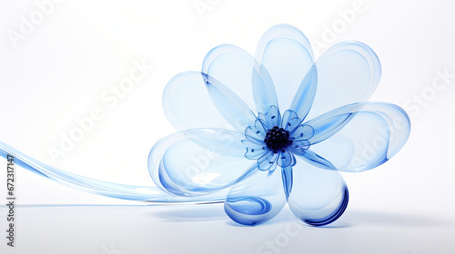  a blue flower with a white background and a long tail.  generative ai © Shanti