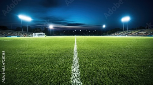 Football stadium and artificial green grass