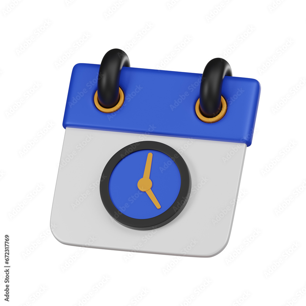 Minimal calendar clock icon. 3d render isolated illustration. Minimal calendar clock icon. 3d render isolated illustration.