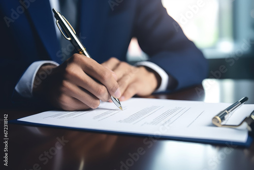 Businessman signing an investment contract, marking the beginning of a significant financial agreement.