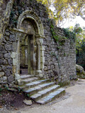 Sao Pedro de Penaferrim Church inside the Medieval Castelo dos Mouros aka Castle of the Moors in Sintra, Portugal. Image of the ruins prior to the restoration.