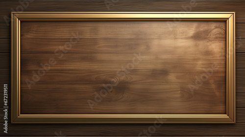 Old Picture golden Frame on wooden background wall, white empty design