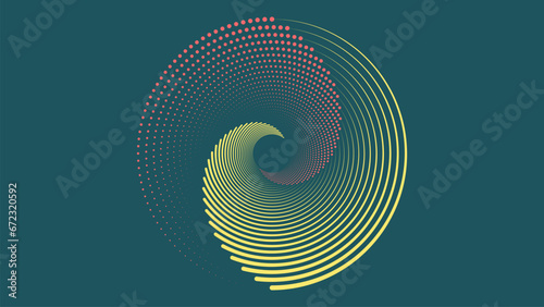 Abstract spiral round two line mandala background. 