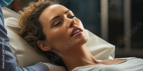 portrait of a woman under anesthesia at hospital