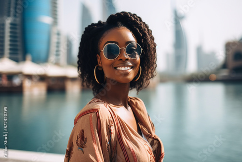 Dubai tourist black woman photo