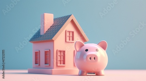 piggy bank and house   generated by AI