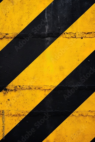 Warning striped background. Yellow and black stripes. Danger, caution  sign. Ai generative © ArtmediaworX