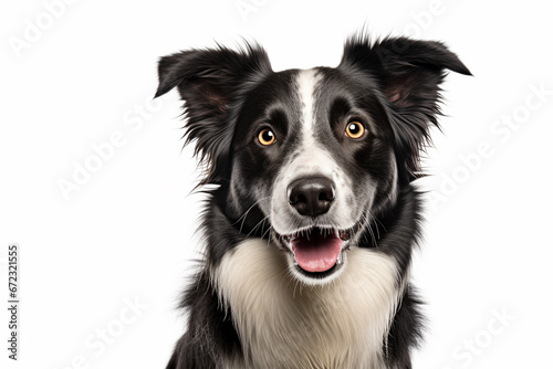 Portrait of Border Collie dog in front of white background © Firn