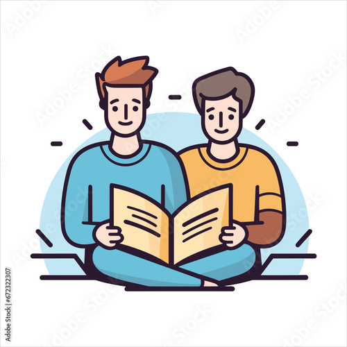 reading book cartoon vector