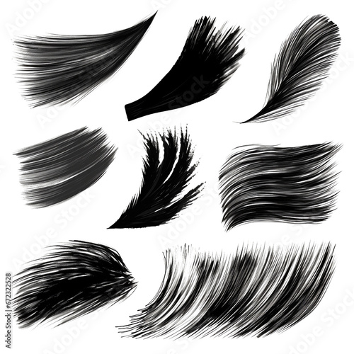 black distressed brush stroke set. PNG