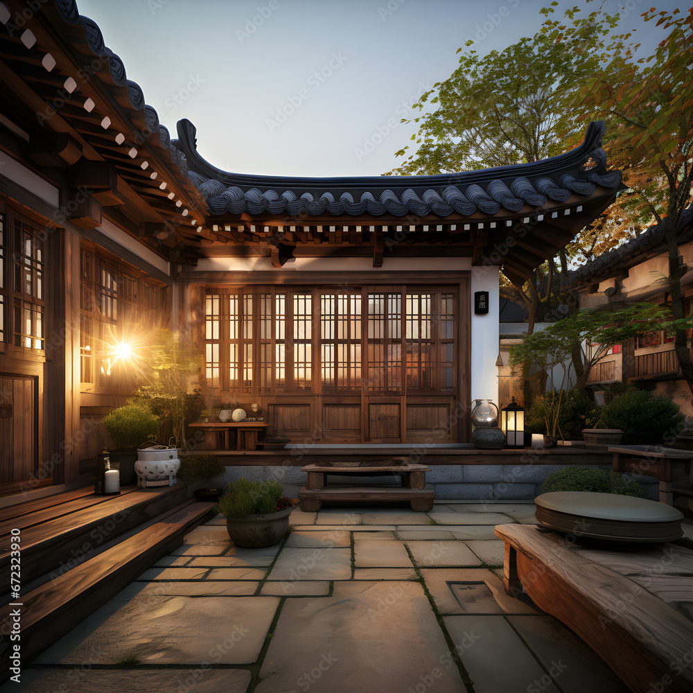 Naklejka premium Korean traditional house Hanok interior