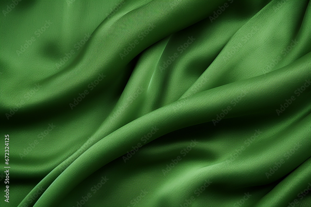 Obraz premium Green wavy silk fabric texture as background
