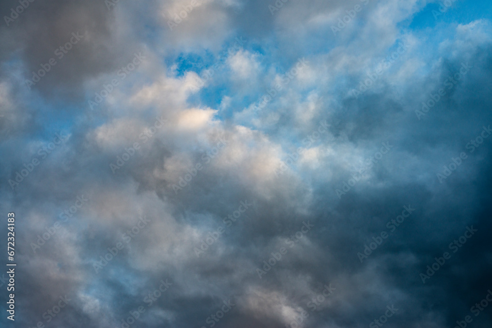 Dramatic stormy sky with dark clouds