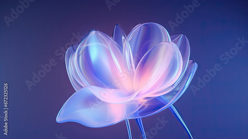  a blue and pink flower on a purple background with a blue background. generative ai