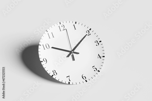 White clock face having hour hand, minute hand and second hand on white background. Illustration of the concept of time related topics photo