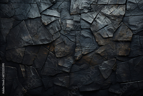 Dark stone wall with angular slate pieces