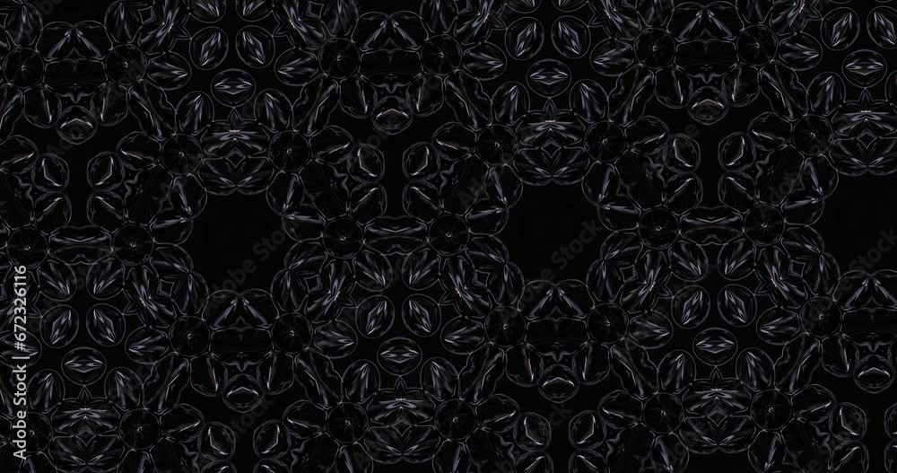 Geometric kaleidoscope. Video material in gray, black.