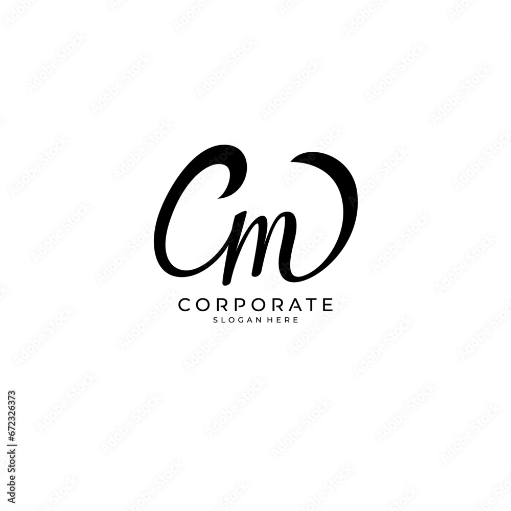 C, M, CM handwriting logo of initial signature