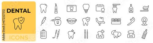 Dental care icons set. Dentist line icon. Vector illustration