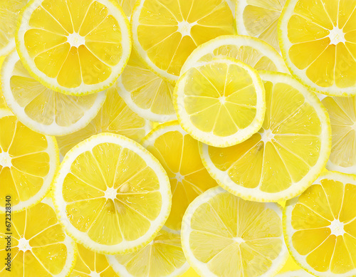 Lemon citrus slices bold yellow texture summer background © Merlin