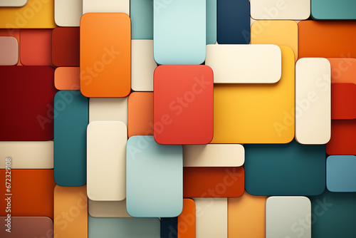 Abstract 3D blocks floating on a sea of warm tones